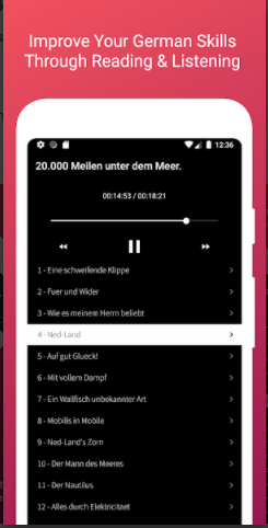 تعلم اللغة الالمانية من خلال تطبيق الكتب الصوتية German Reading & Audiobooks for
 Beginners